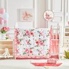 Mini conjunto de roupa de cama de berço UOZZI BEDDING floral com babados 76x97cm