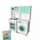 Mini Cozinha Infantil e Máquina de Lavar Kit Livro Educativo