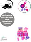 Mini Cozinha Rosa com Fogão, Forno, Liquidificador, Espátula e Outros Acessórios