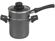 Mini Cuscuzeira com Cabo Tampa de Vidro Aluminio Antiaderente