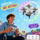 Mini Drone Brinquedo Neon Voa de Verdade Luzes LED Aurora Ball Controle Remoto