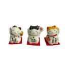 Mini Enfeite Gato da Sorte Porcelana 3,5cm com 3 Peças