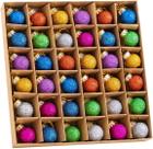Mini enfeites de bolas de vidro brilhantes de Natal 36 unidades 2,54 cm