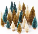 Mini escova de garrafas AerWo para árvores de Natal com base de madeira, 24 unidades