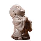 Mini escultura de figura de monge Maitreya em areia branca