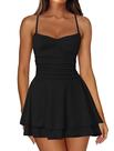 Mini espartilho sem encosto com alça espaguete Vestido IWD preto G-Small