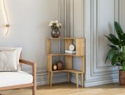 Mini Estante Aparador De Canto Sala Cor Cinamomo Estilo Industrial Baixa 3 Prateleiras MDF