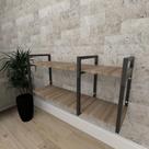 Mini estante industrial para sala aço cor preto mdf 30cm cor amadeirado escuro modelo ind21aeeps