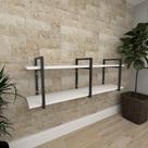 Mini estante industrial para sala aço cor preto prateleiras 30 cm cor branca modelo ind05beps
