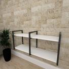 Mini estante industrial para sala aço cor preto prateleiras 30 cm cor branca modelo ind22beps