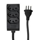 Mini Extensão Elétrica 3 Tomadas Novo Padrão 10A 15cm Taschibra Preto Bivolt