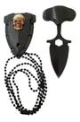 Mini Faca Caveira Com Corrente Pescoço Lamina Afiada Adaga Push Dagger Com Bainha - Envio Rápido
