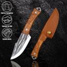 Mini Faca Full Tang, 16cm, Cabo Madeira + Bainha de Couro