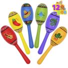 Mini Fiesta Maracas JOYIN de madeira, 12 peças, 6 designs para crianças