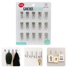 Mini Gancho Adesivo De Colar Cartela 0,3kg Aço Inox Cromado Escovado Pendurar Objetos