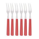 Mini Garfo para Petiscos Inox e Cabo PLÁSTICO Jogo 06 Peças