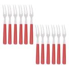 Mini Garfo para Petiscos Inox e Cabo PLÁSTICO Jogo 12 Peças