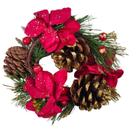 Mini Guirlanda de Natal Enfeite Natalina Pinhas Flores 16cm