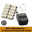 Mini Impressora Bluetooth + 10 Rolos Etiqueta Adesiva 40x40