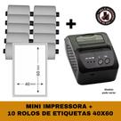 Mini Impressora Bluetooth + 10 Rolos Etiqueta Adesiva 40x60
