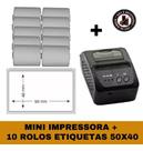 Mini Impressora Bluetooth + 10 Rolos Etiqueta Adesiva 58x40
