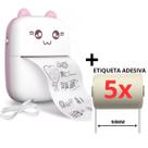 Mini impressora foto gatinho + 5 rolos de etiqueta