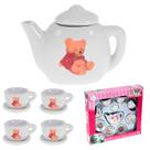 Mini Jogo De Chá Porcelana Infantil Com Bule Xícaras Pires Decorativo Com 9 Peças