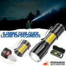 Mini Lanterna Super Potente Recarregável Tática Com Zoom 3 Modos Luz LED Chaveiro Portátil Camping