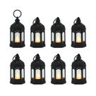 Mini lanternas decorativas LLQ 8 unidades de bateria LED preta 13x6cm