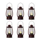 Mini lanternas Reperla 5" com LED vermelho rústico, pacote com 6