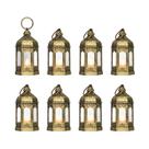 Mini Lanterns LLQ de 13 cm de latão escovado, pacote com 8 baterias LED