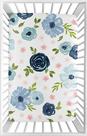 Mini lençol de berço Sweet Jojo Designs azul marinho e rosa floral