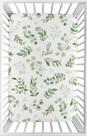 Mini lençol de berço Sweet Jojo Designs Floral Leaf verde/branco Mini lençol de berço Sweet Jojo Designs Floral Leaf verde/branco