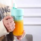 Mini Liquidificador Portátil C/ Canudo Alça 6 Lâminas 420ml