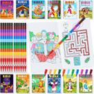 Mini livros para colorir BenLouis 24 Christian com 24 lápis de cor para crianças