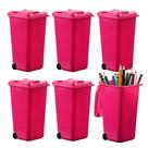 Mini lixeira, pacote com 6 latas de lixo em miniatura Hammont, rosa