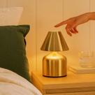 Mini Luminária de Mesa Dourada Elegante Quarto estudo C/USB