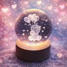 Mini Luminária Led Globo De Vidro 3d Com Cabo USB Com Base de Madeira Mini Luminária Led Globo De Vidro 3d Com Cabo USB Com Base de Madeira