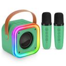 Mini máquina de karaokê Poptrend Wireless com 2 microfones verde escuro