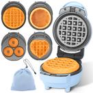 Mini máquina de waffles Baker's Friend 4 em 1 azul compacta