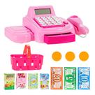 Mini Mercado Mercadinho De Brinquedo Com Calculadora Acessórios Luz E Som Infantil Meninas Cor Rosa