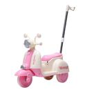 Mini Moto Elétrica Infantil Triciclo Candy Rosa com Empurrador Som e Luzes