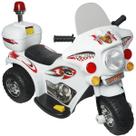 Mini Moto Elétrica Infantil Triciclo Criança Bateria 6V Importway BW002-B Branco Polícia Bivolt