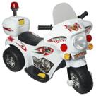 Mini Moto Elétrica Infantil Triciclo Criança Bateria 6V Importway BW002-B Branco Polícia Bivolt