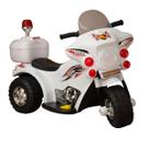 Mini Moto Elétrica Infantil Triciclo Criança Bateria 6V Importway BW002B Branco Polícia Bivolt