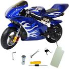 Mini Moto Infantil Gasolina 2 Tempos 49CC Speed Ninja GP Esportiva Importway WVPR-204 Azul