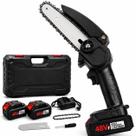 Mini Motosserra Elétrica 6 Pol 48V Sem Fio Brushless Com 2 Baterias Recarregáveis Maleta Para Poda Corte Profissional