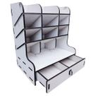 Mini Organizador Escritório 12 Divisórias 1 Gaveta 22x15x25,5 Mdf Madeira Pintado