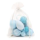 Mini ovos decorativos de galinha e codorna 16 peças sortido azul e branco