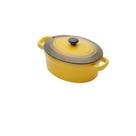 Mini panela oval porcelana, com tampa - Amarela